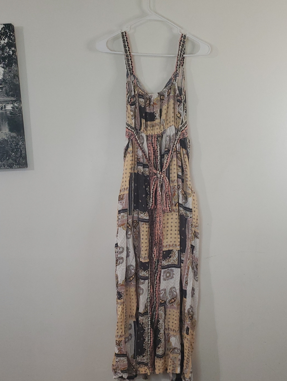 Matilda Jane Perfectly Paisley Boho Patchwork Maxi Dress Size Sm Pockets Tie - Picture 7 of 13